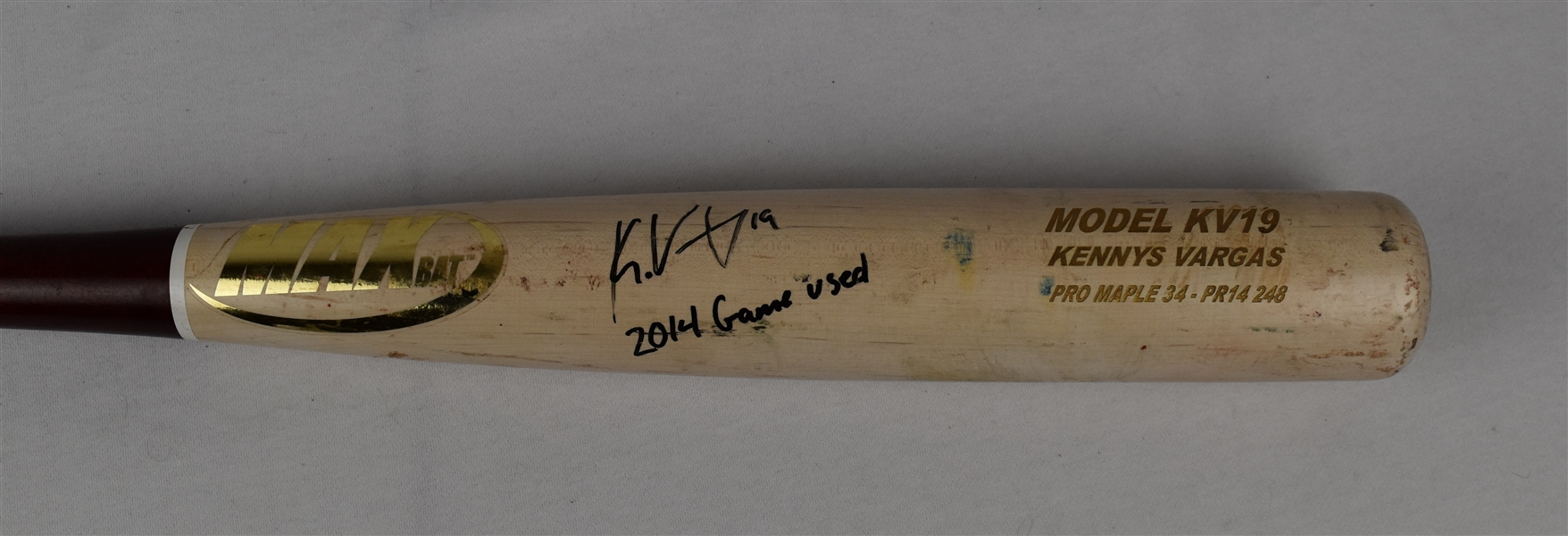 Kennys Vargas 2014 Minnesota Twins Game Used & Autographed Bat