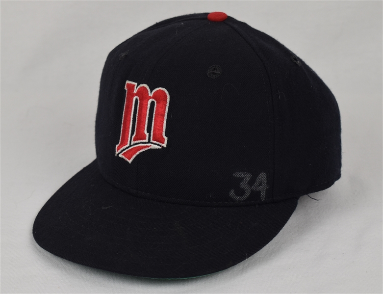 Minnesota Twins 2006 Game Used Hat w/Puckett #34 Tribute