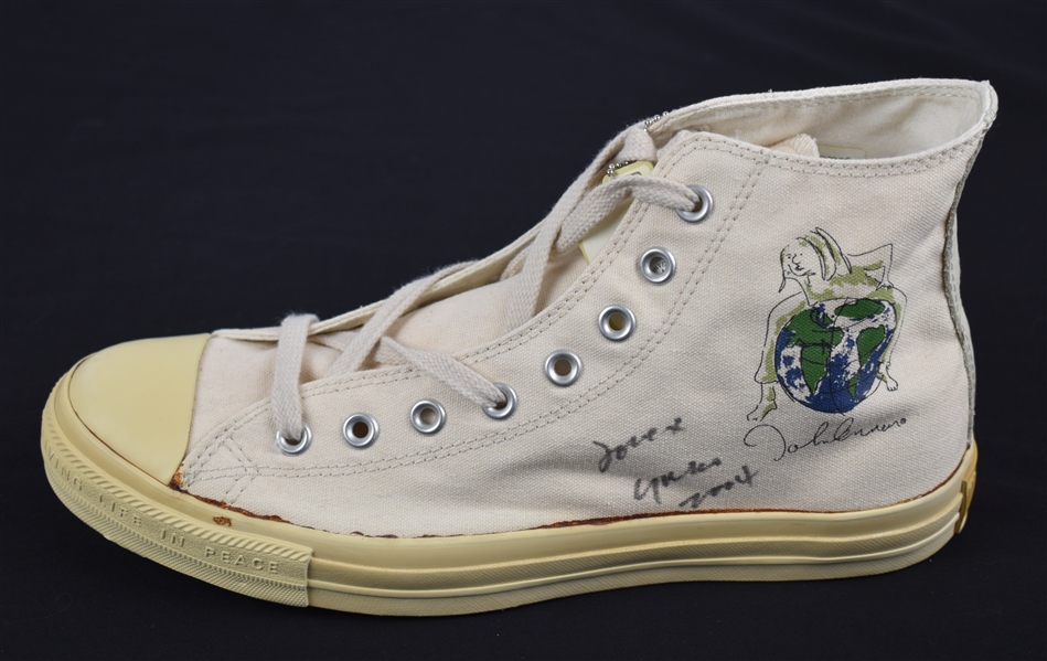 Rare John Lennon Converse Shoe Signed by Yoko Ono