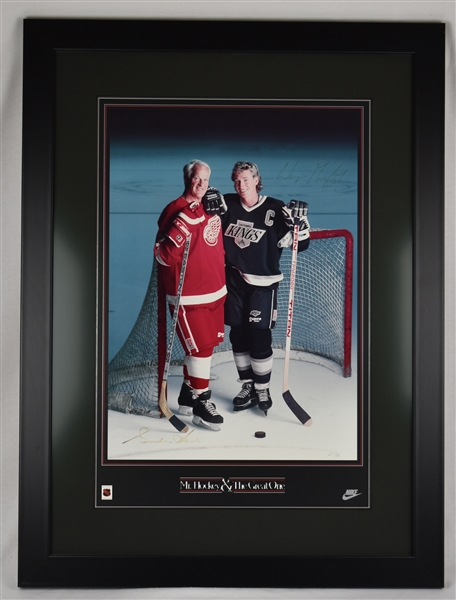 Wayne Gretzky & Gordie Howe Rare 1990 Nike Autographed Limited Edition Framed Poster