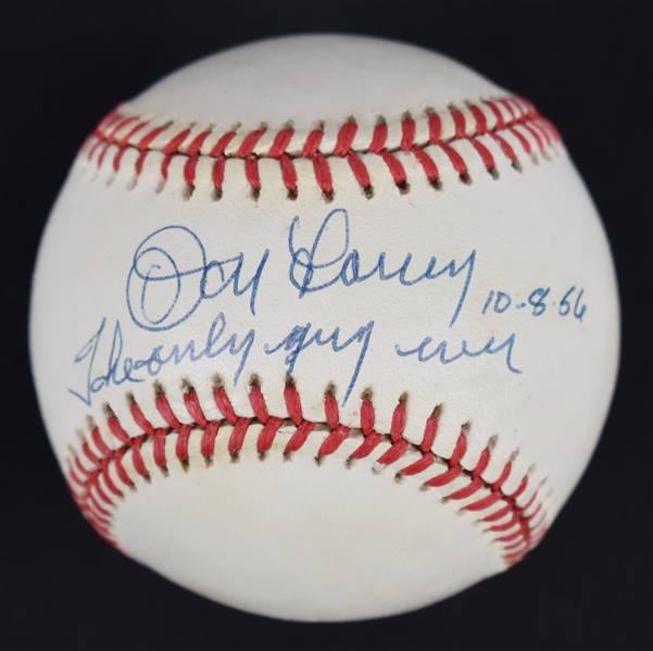 Don Larsen Autographed & Inscribed 1956 World Series Perfect Game Baseball "The Only One Ever"