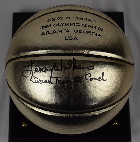 Lenny Wilkens Autographed & Inscribed Dream Team III Olympic Commemorative Basketball w/Case