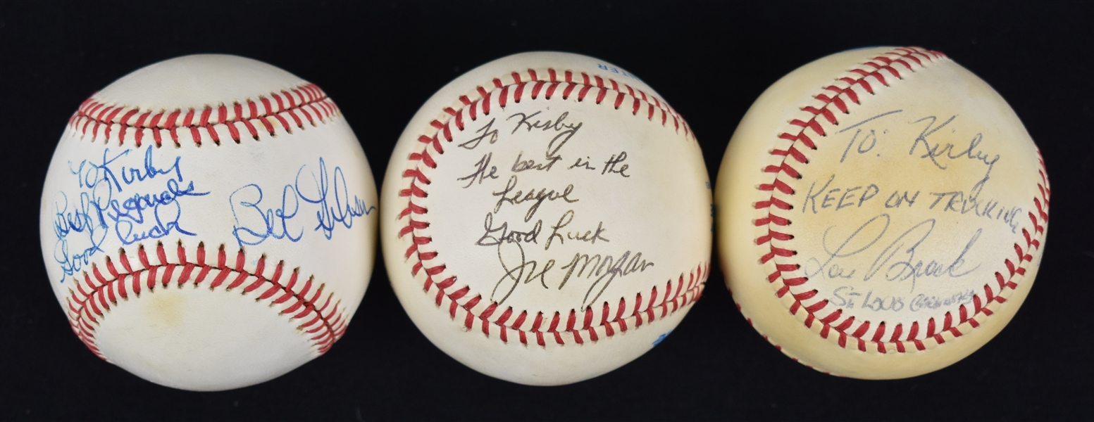 Bob Gibson Lou Brock & Joe Morgan Autographed Baseballs w/Puckett Family Provenance