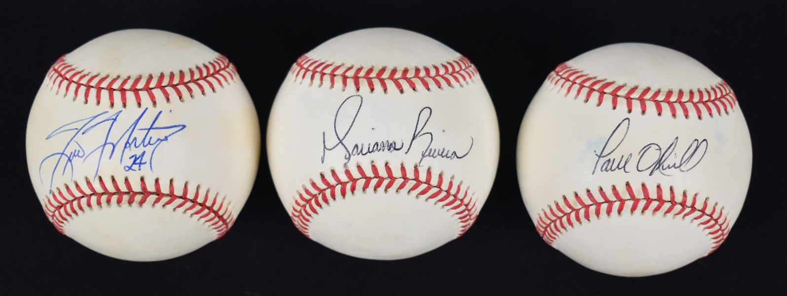 Mariano Rivera Paul ONeil & Tino Martinez Autographed Baseballs w/Puckett Family Provenance
