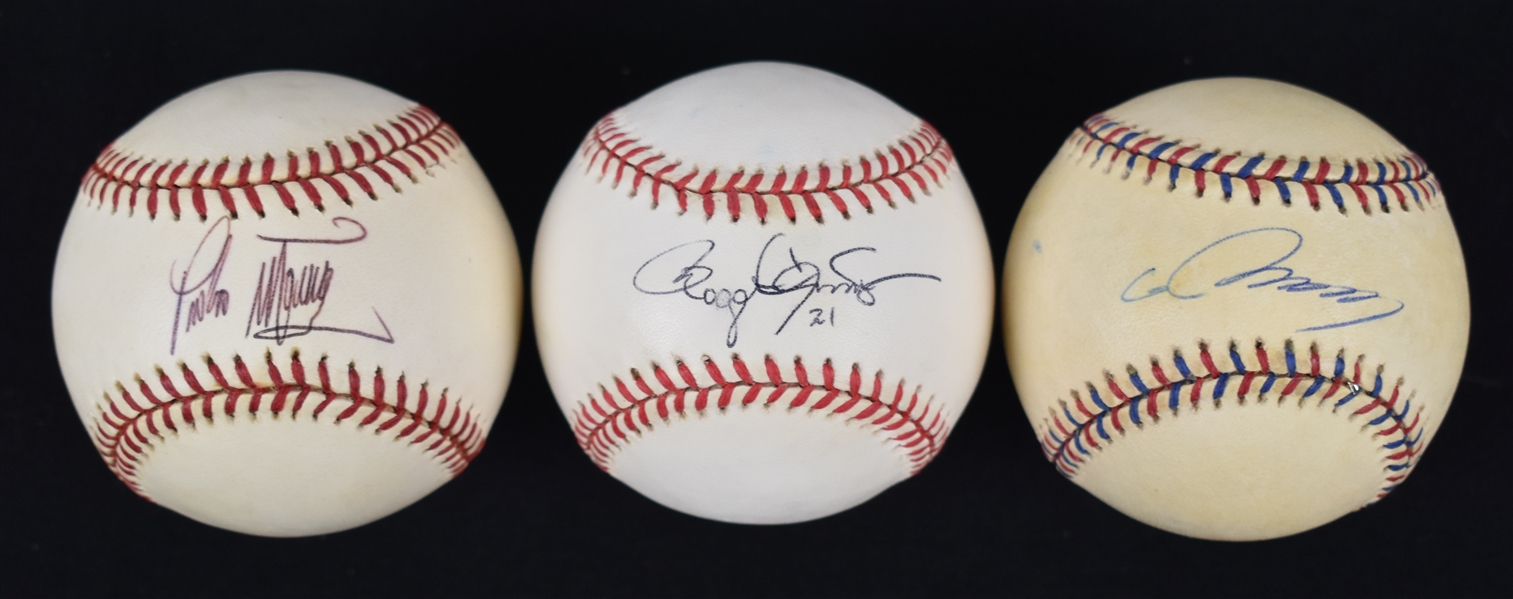 Pedro Martinez Roger Clemens & Hideo Nomo Autographed Baseballs w/Puckett Family Provenance