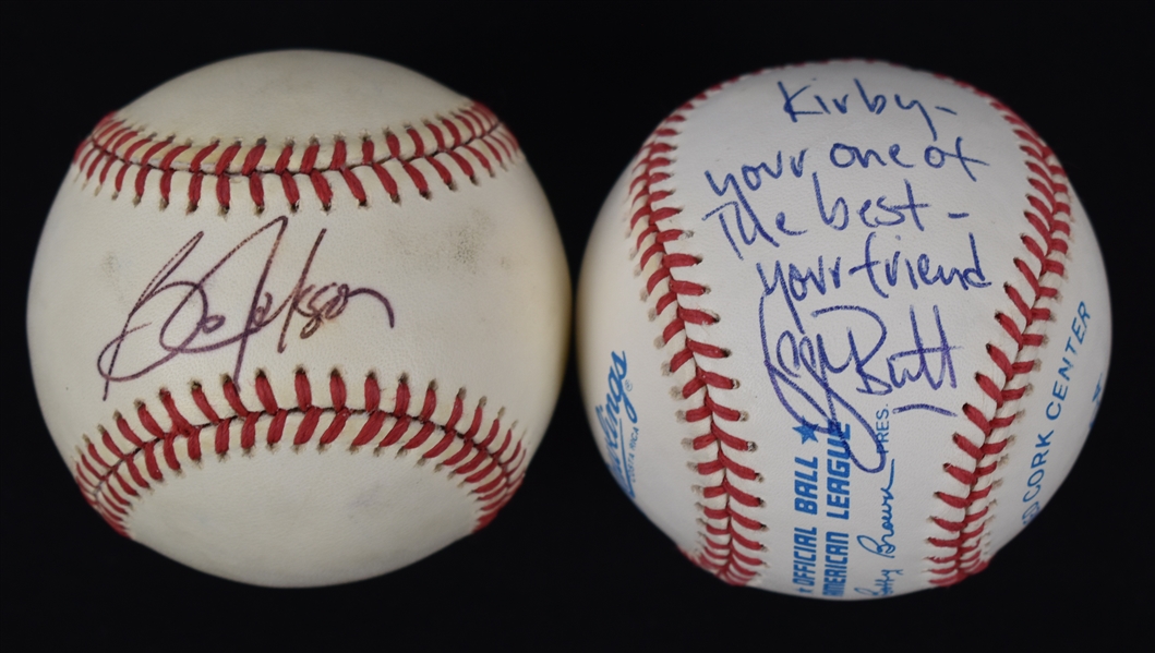 George Brett & Bo Jackson Autographed Baseballs w/Puckett Family Provenance