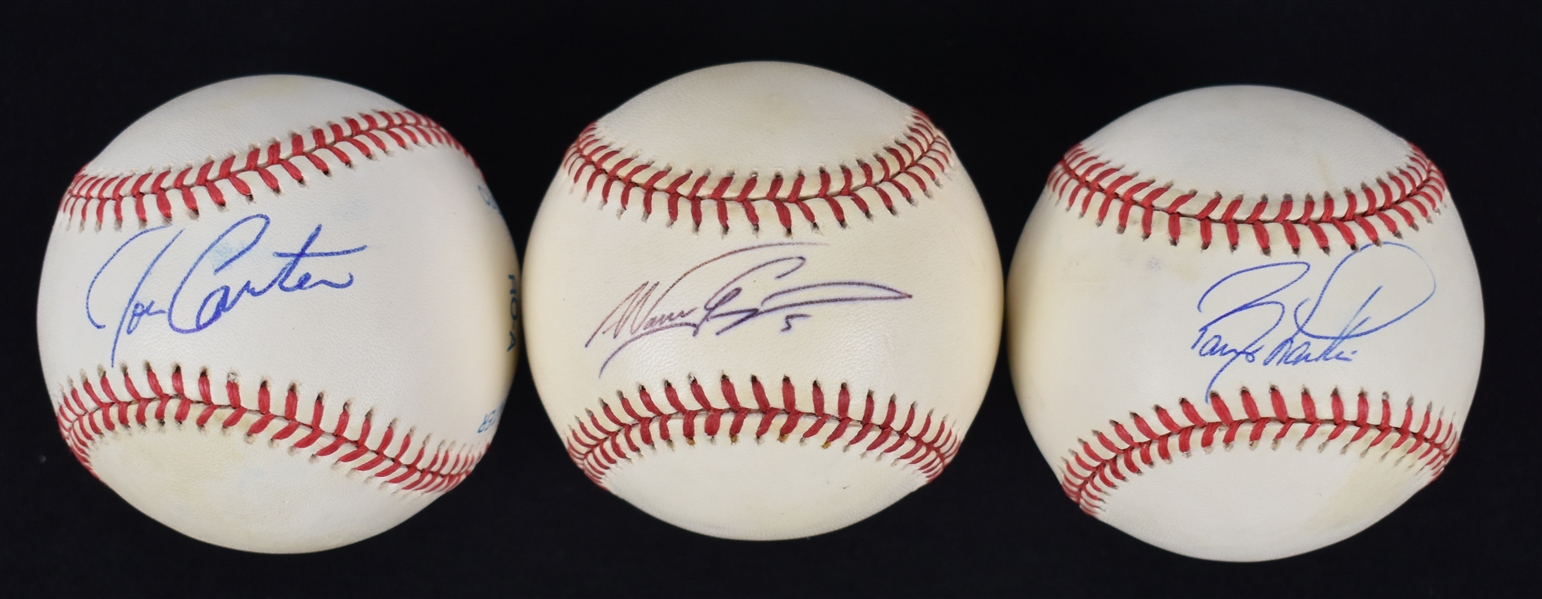 Barry Larkin Nomar Garciaparra & Joe Carter Autographed Baseballs w/Puckett Family Provenance