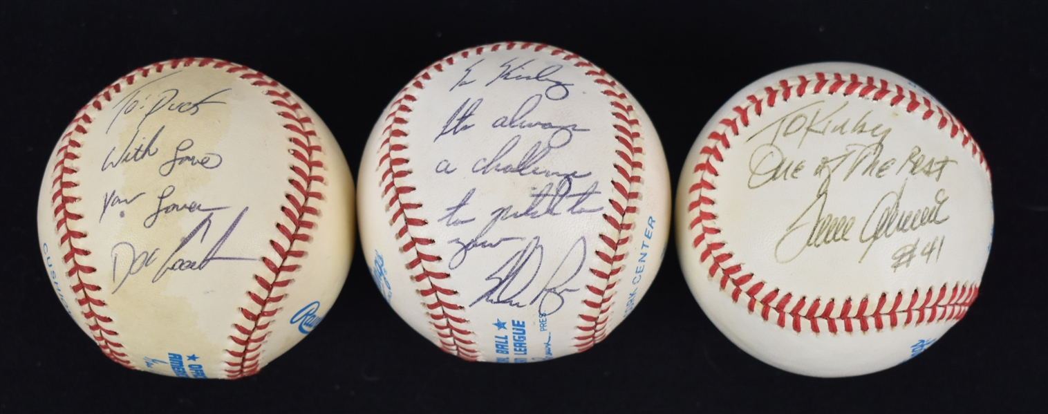 Nolan Ryan Doc Gooden & Tom Seaver Autographed Baseballs w/Puckett Family Provenance