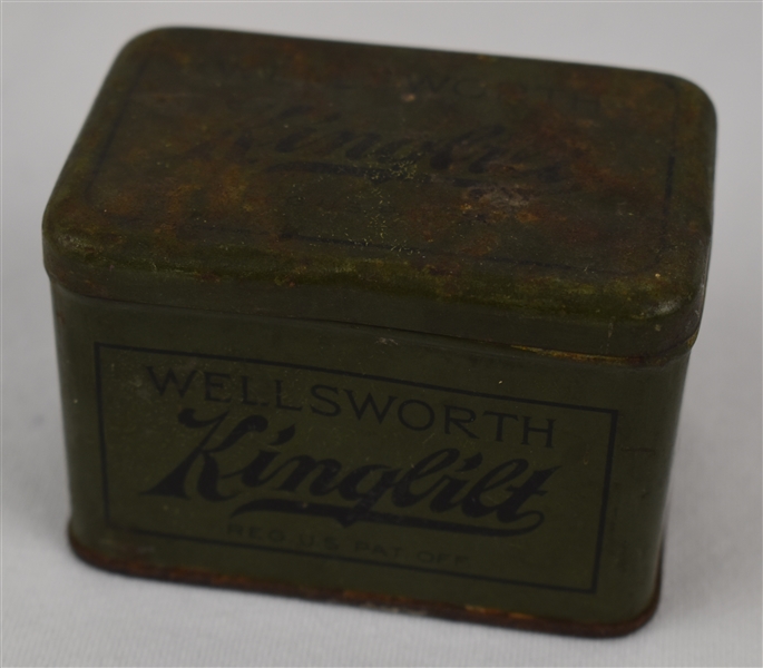 Wellsworth Kingbilt Green Hinged Vintage Advertising Tin  