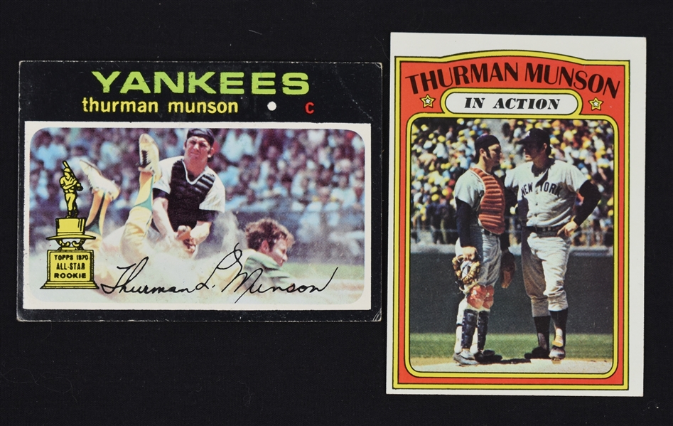 Thurman Munson 1971 & 1972 Topps Baseball Cards 