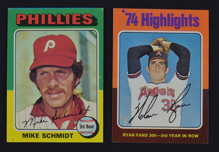 Mike Schmidt & Nolan Ryan 1975 Topps Baseball Cards 