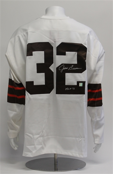 Jim Brown Cleveland Browns Autographed & Inscribed HOF 71 Mitchell & Ness Football Jersey