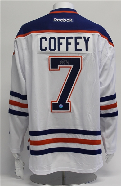 Paul Coffey Edmonton Oilers Autographed White Reebok Premier Hockey Jersey