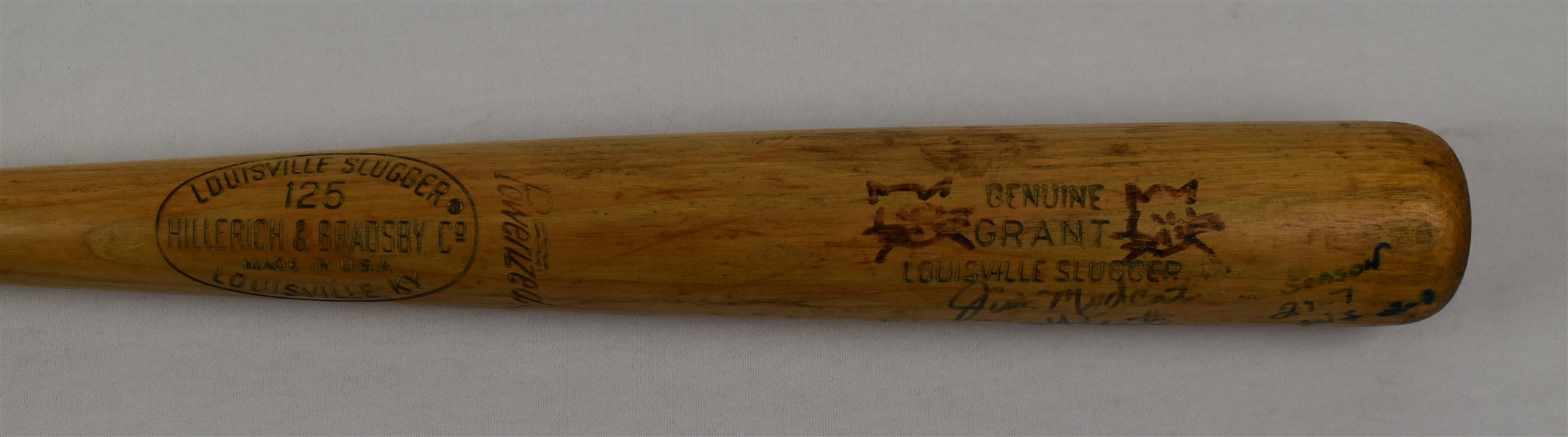 Jim Mudcat Grant c. 1964-67 Minnesota Twins Game Used & Autographed Bat 