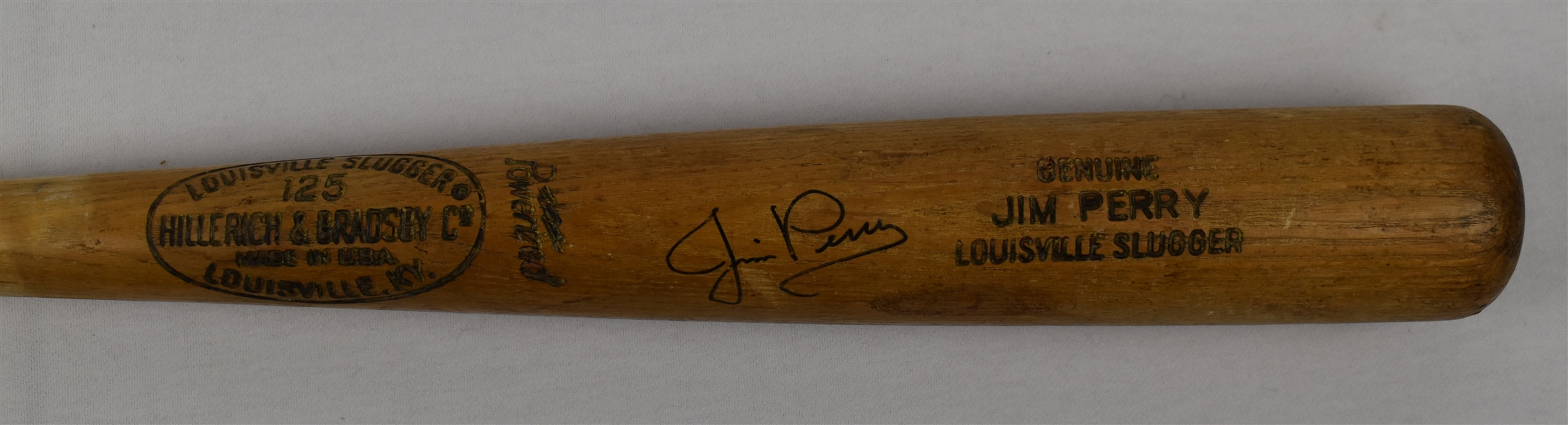 Jim Perry c. 1969-72 Minnesota Twins Game Used & Autographed Bat 