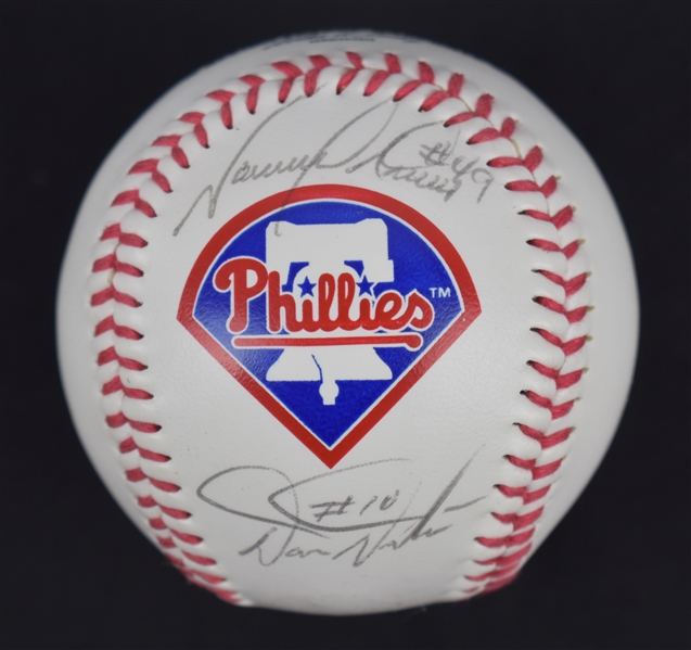 Darren Daulton & Tommy Greene Autographed Baseball JSA
