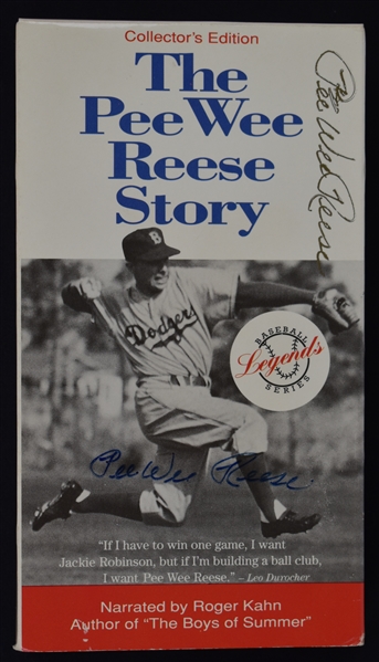 Pee Wee Reese Autographed Brooklyn Dodgers VHS Cover JSA