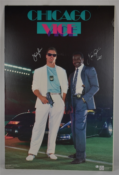 Walter Payton & Jim McMahon Miami Vice Autographed Poster