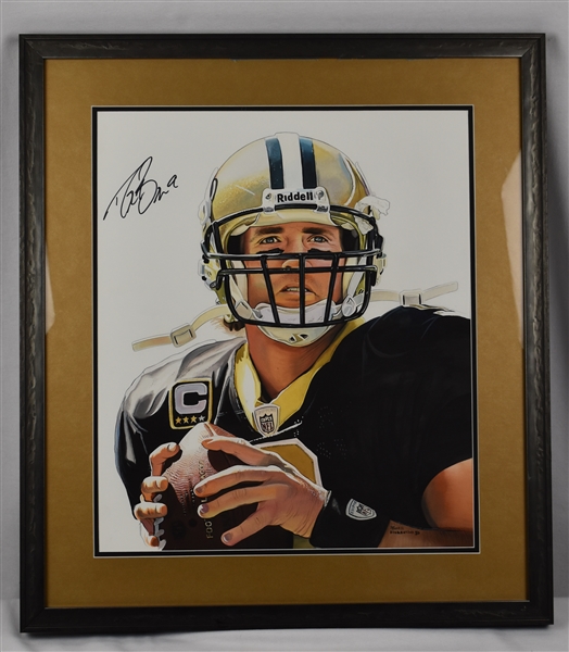 Drew Brees Original  James Fiorentino Watercolor Painting *Signed by Brees*