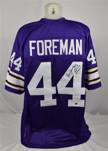 Chuck Foreman Autographed & Multi Inscribed Minnesota Vikings Jersey