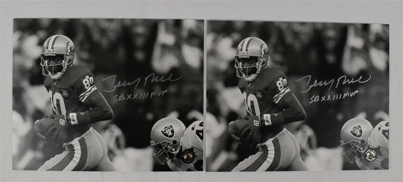 Jerry Rice Lot of 2 Autographed & Inscribed 8x10 Photos