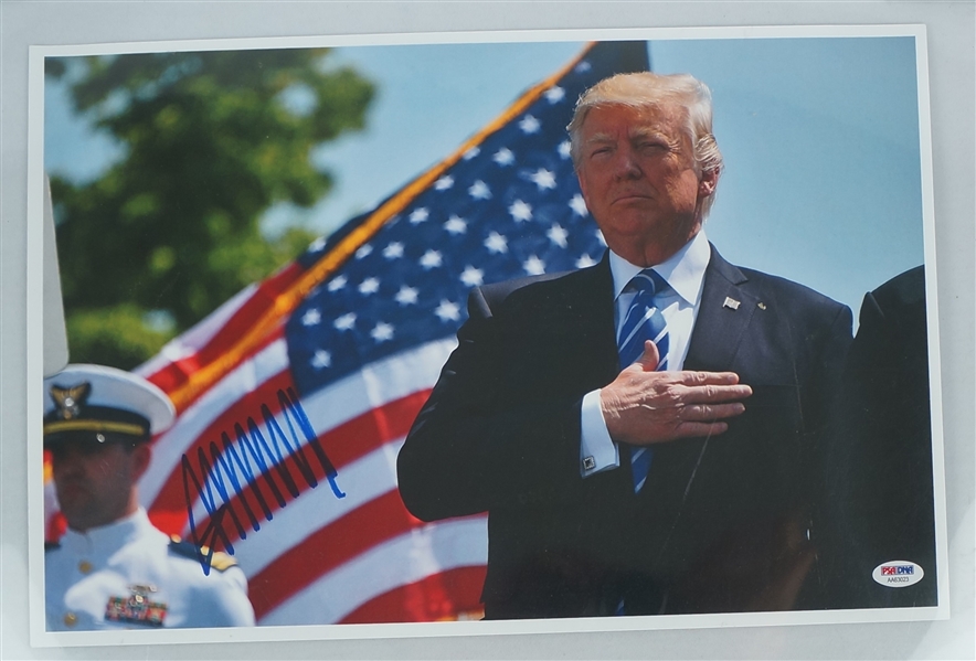 Donald Trump Autographed Pledge of Allegiance 12x18 Photo PSA/DNA 