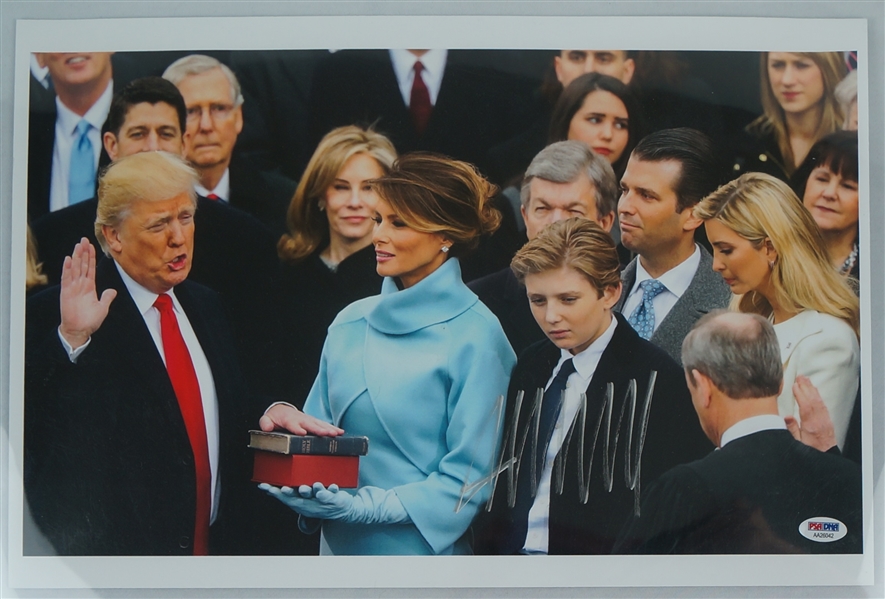 Donald Trump Autographed Oath of Office 12x18 Photo PSA/DNA 