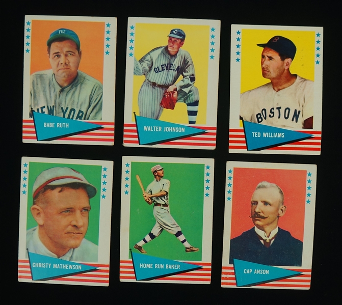 Collection of 46 Vintage 1961 Fleer Baseball Cards w/Babe Ruth & Ted Williams