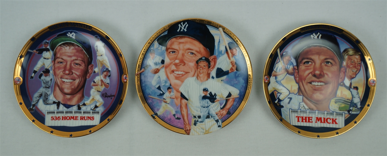Mickey Mantle Lot of 3 Limited Edition Collector Plates