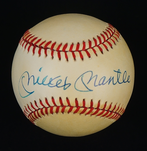 Mickey Mantle Autographed OAL Bobby Brown Baseball