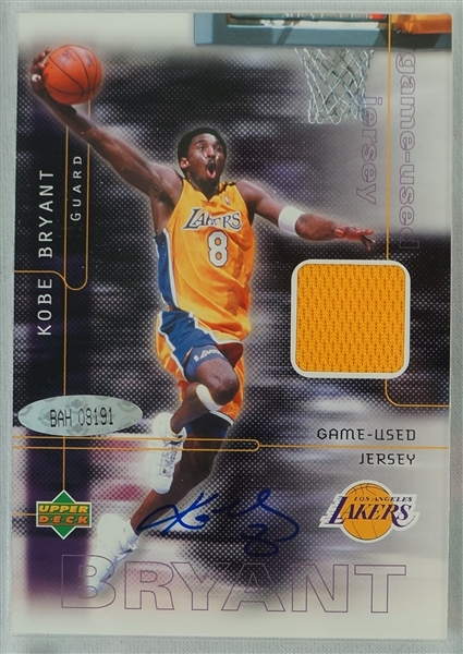 Kobe Bryant 2001 Autographed Limited Edition Game Used Jersey Card #17/150 UDA