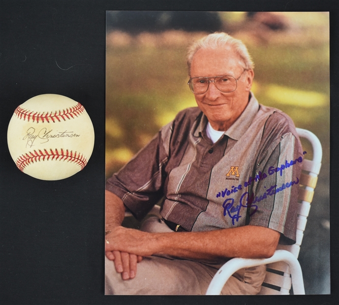 Ray Christiansen Autographed Baseball & Photo