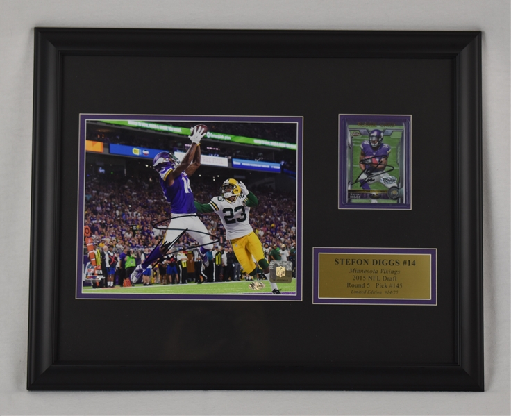 Stefon Diggs Autographed & Framed Photo & Rookie Card