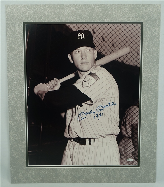 Mickey Mantle 16x20 Autographed & Inscribed 1951 Rookie Photo