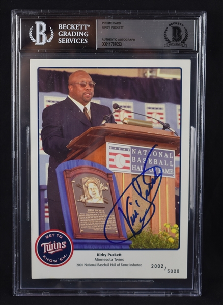 Kirby Puckett Autographed Minnesota Twins HOF Limited Edition Card BGS Authenticated