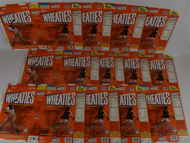 Dave Winfield Lot of 12 Autographed Wheaties Boxes w/Puckett Family Provenance