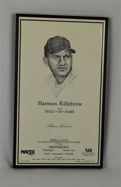 Harmon Killebrew Autographed Limited Edition Hall of Fame Lithograph w/Puckett Family Provenance