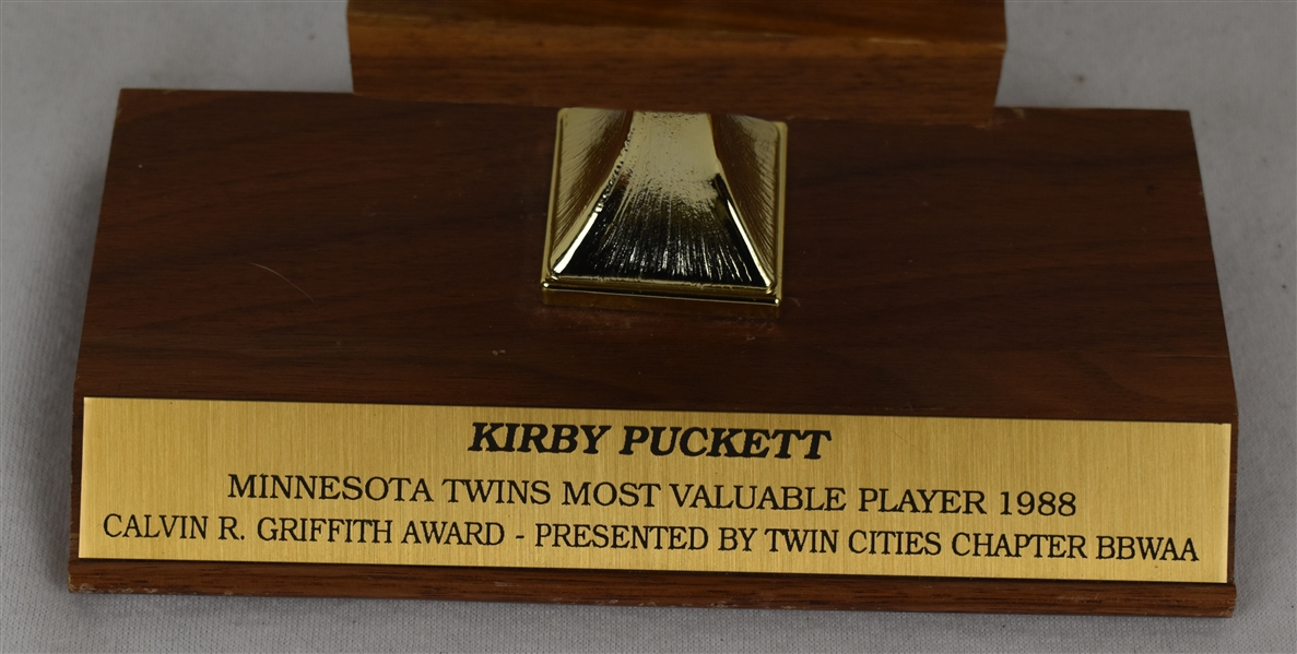 Lot Detail - Kirby Puckett's 1988 Minnesota Twins Team MVP Trophy w ...