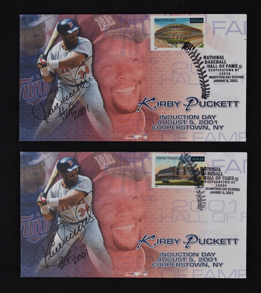 Kirby Puckett Lot of 2 Autographed HOF First Day Covers w/Puckett Family Provenance
