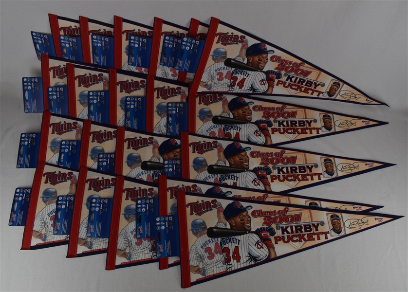 Collection of 20 HOF 2001 Pennants w/Puckett Family Provenance