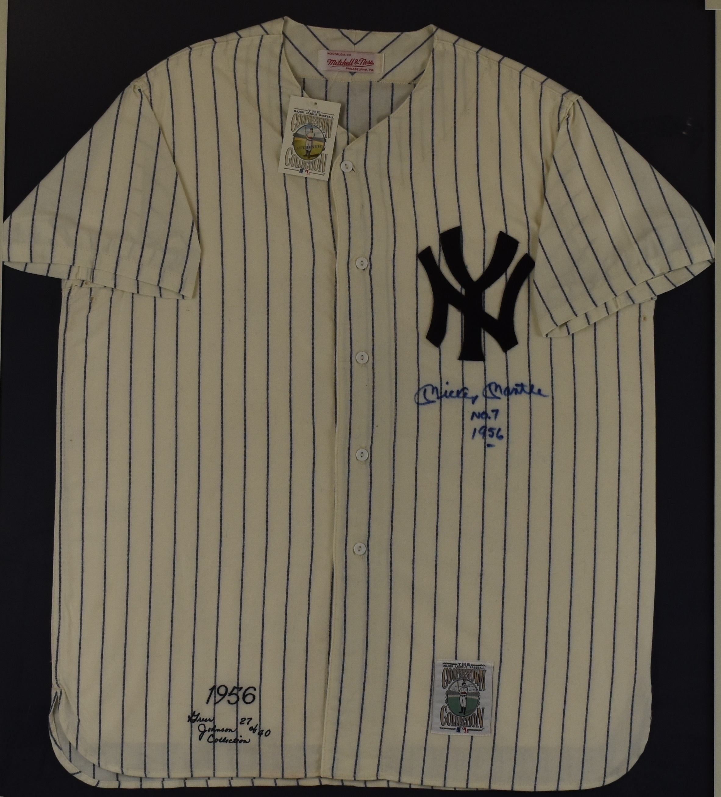 Mickey Mantle White New York Yankees Autographed Mitchell & Ness