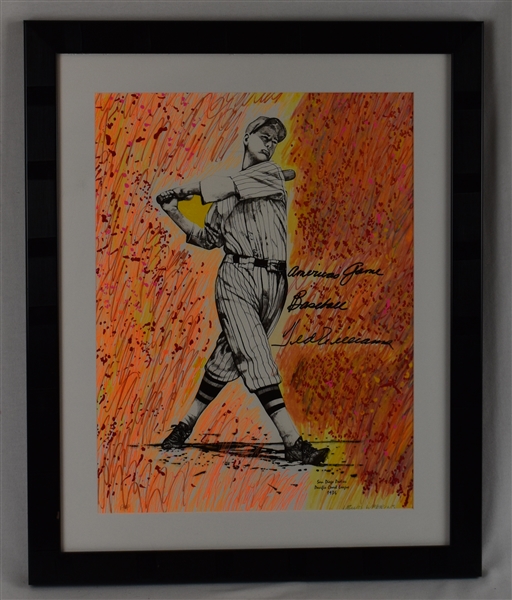 Ted Williams Autographed & Inscribed Limited Edition Lewis Watkins Framed A/P Lithograph
