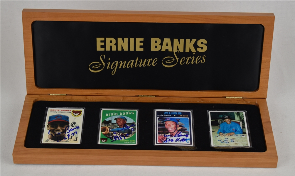 Ernie Banks Autographed Signature Series Limited Edition Porcelain Card Set