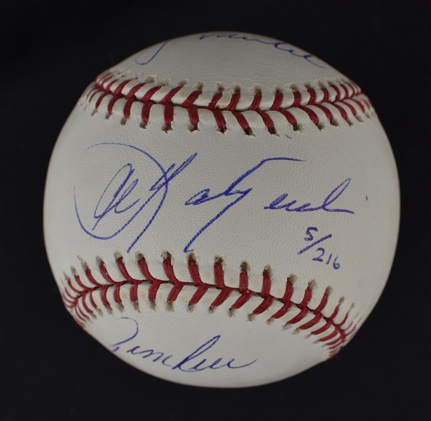 Carl Yastrzemski Jason Varitek & Jim Rice Autographed Boston Red Sox Captains Baseball