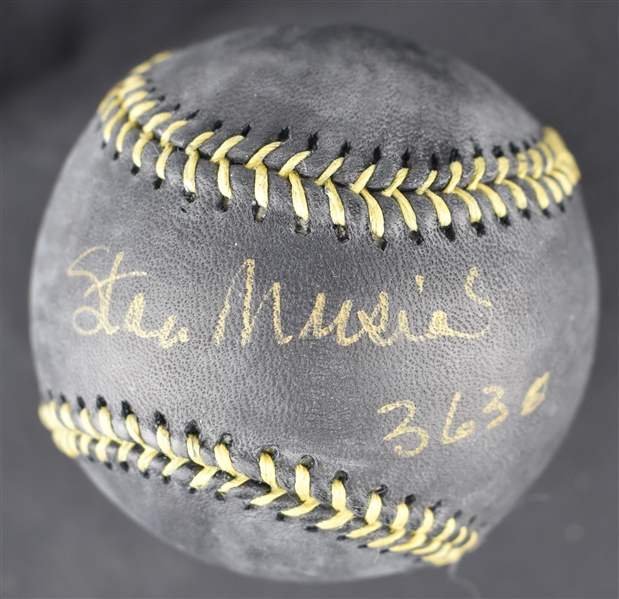 Stan Musial Autographed & Inscribed Black & Gold Baseball