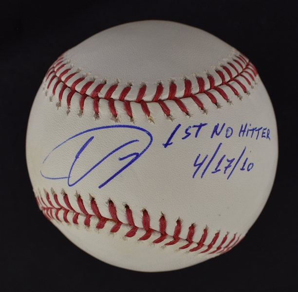 Ubaldo Jimenez Autographed & Inscribed No-Hitter Baseball