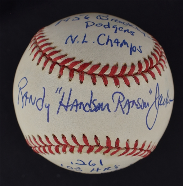 Randy Jackson Autographed & Multi Inscribed Stat Baseball