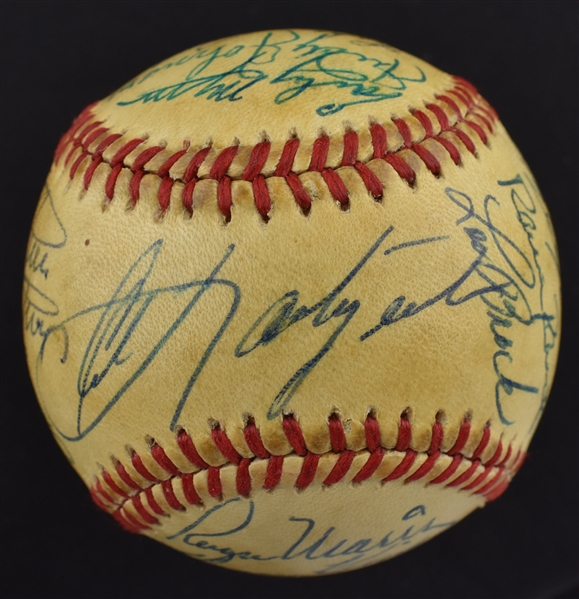 HOF & Baseball Legends 1980s Signed Baseball w/24 Signatures Including Roger Maris