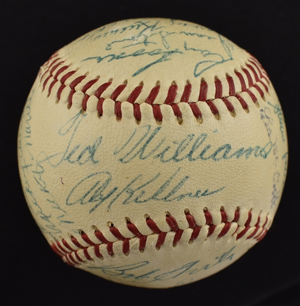 Team Signed 1954 American League All-Star Baseball w/Mickey Mantle & Ted Williams