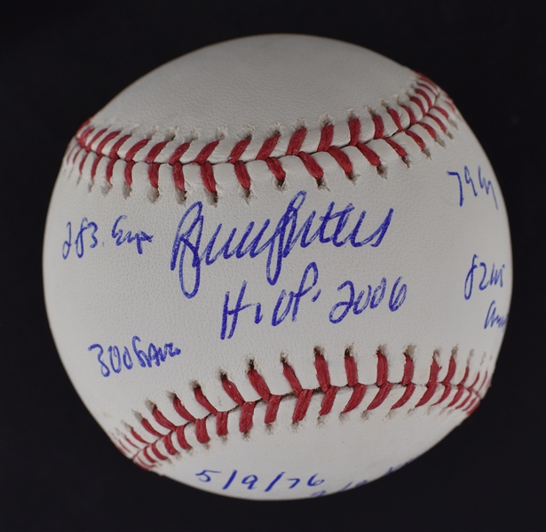 Bruce Sutter Autographed & Multi Inscribed Stat Baseball